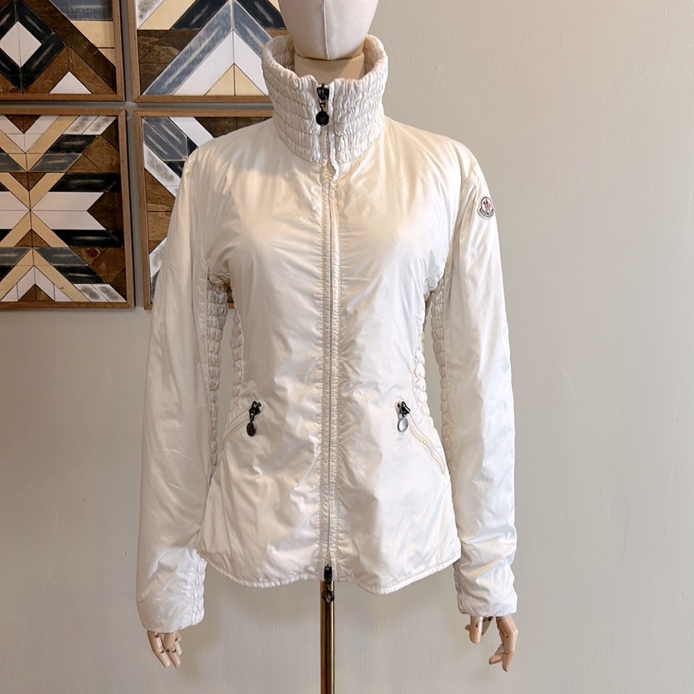 Moncler Women’s Lightweight Ruched Down Jacket Ivory White Vintage M 2 *As-Is*